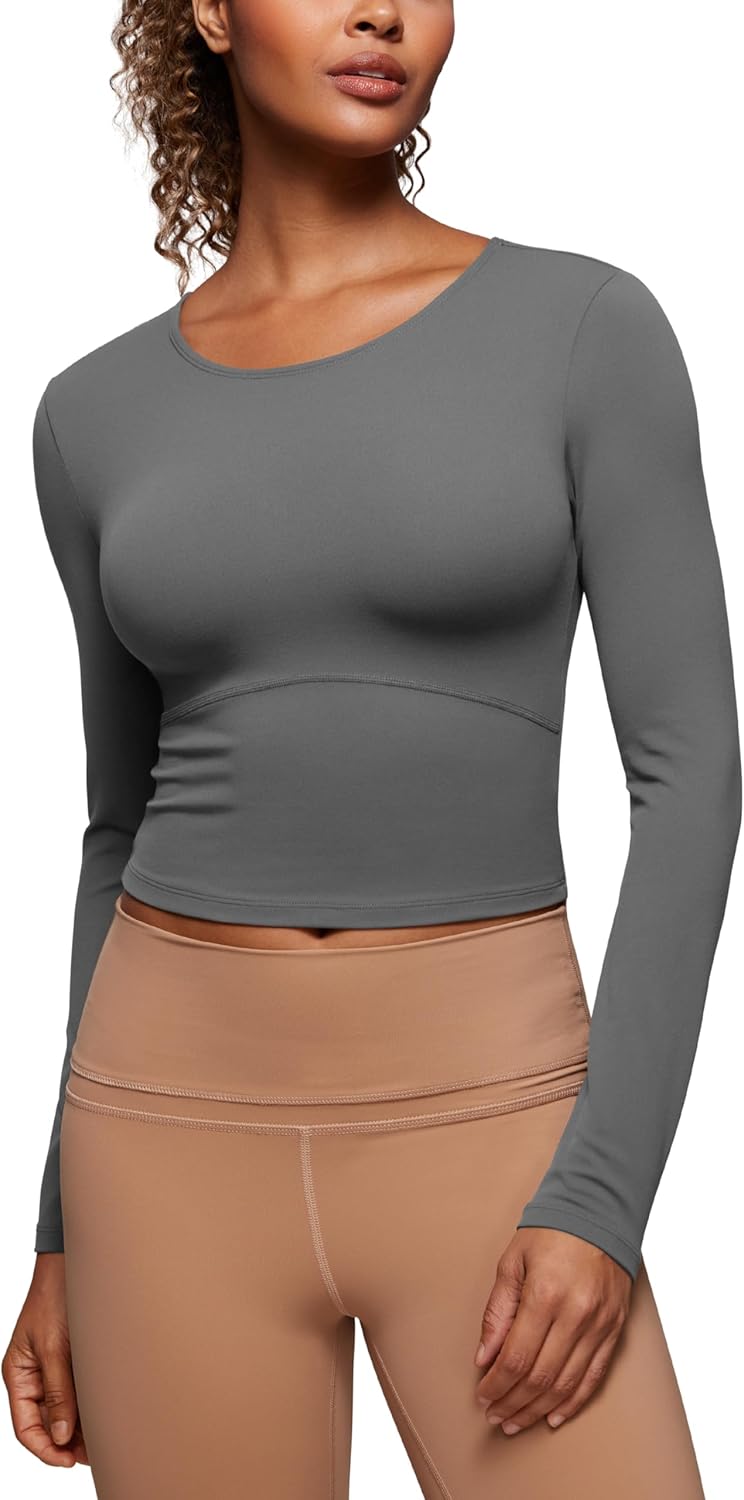 CRZ YOGA Butterluxe Scoop Neck Long Sleeve Shirts for Women