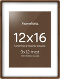 Homeforia Brown Picture Frame 12x16 with Mat - Solid Walnut Look