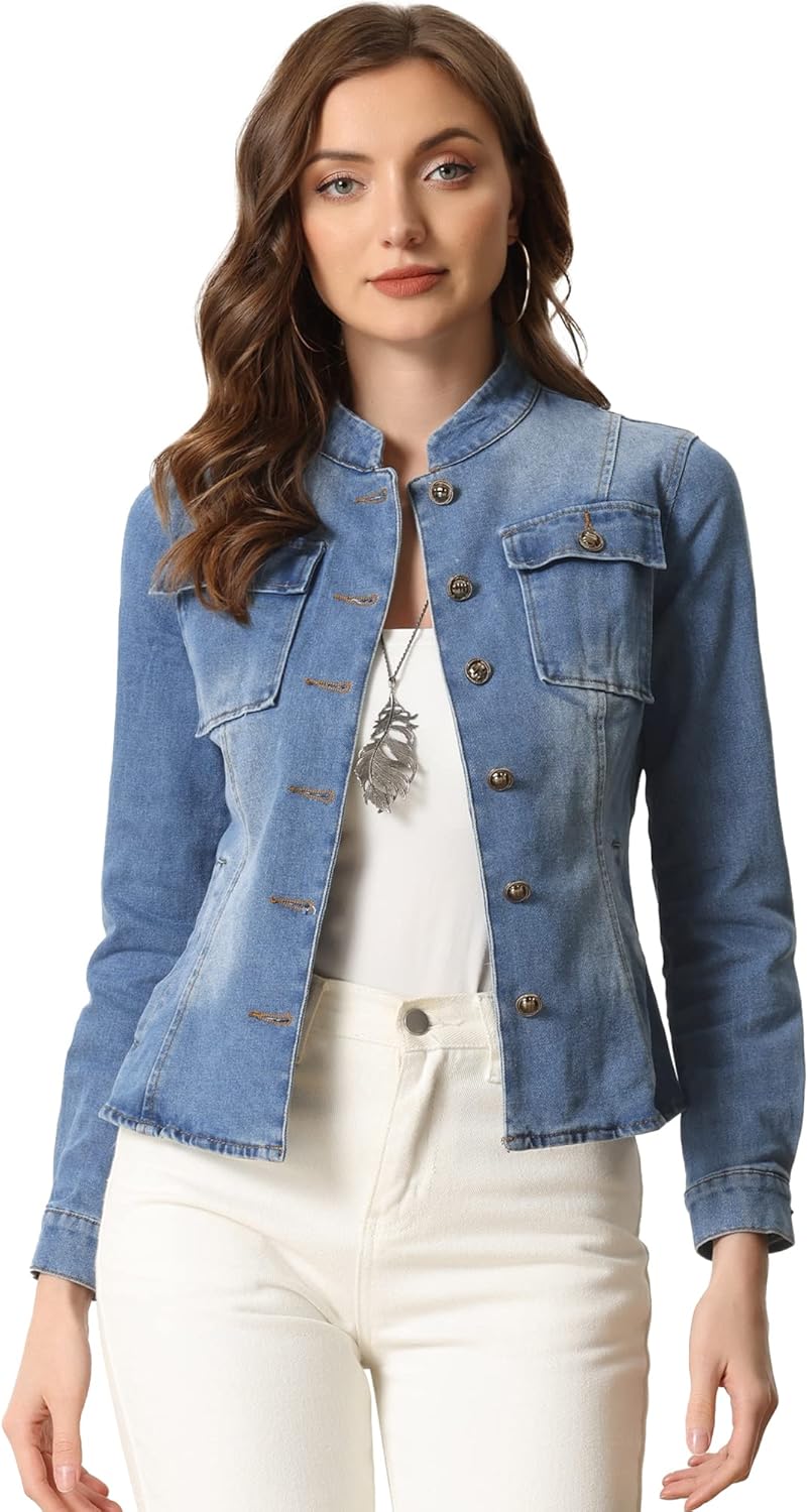 Allegra K Casual Denim Jacket for Women - Classic Style