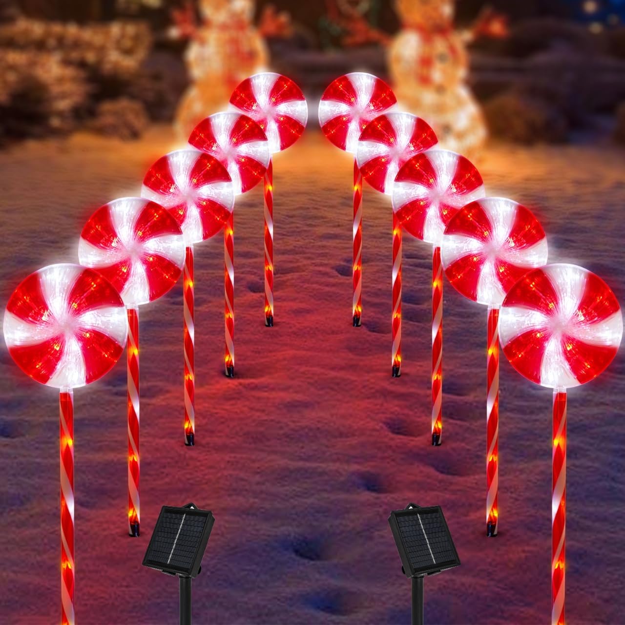 Outdoor Christmas Decorations Solar Pathway Lights Set of 10
