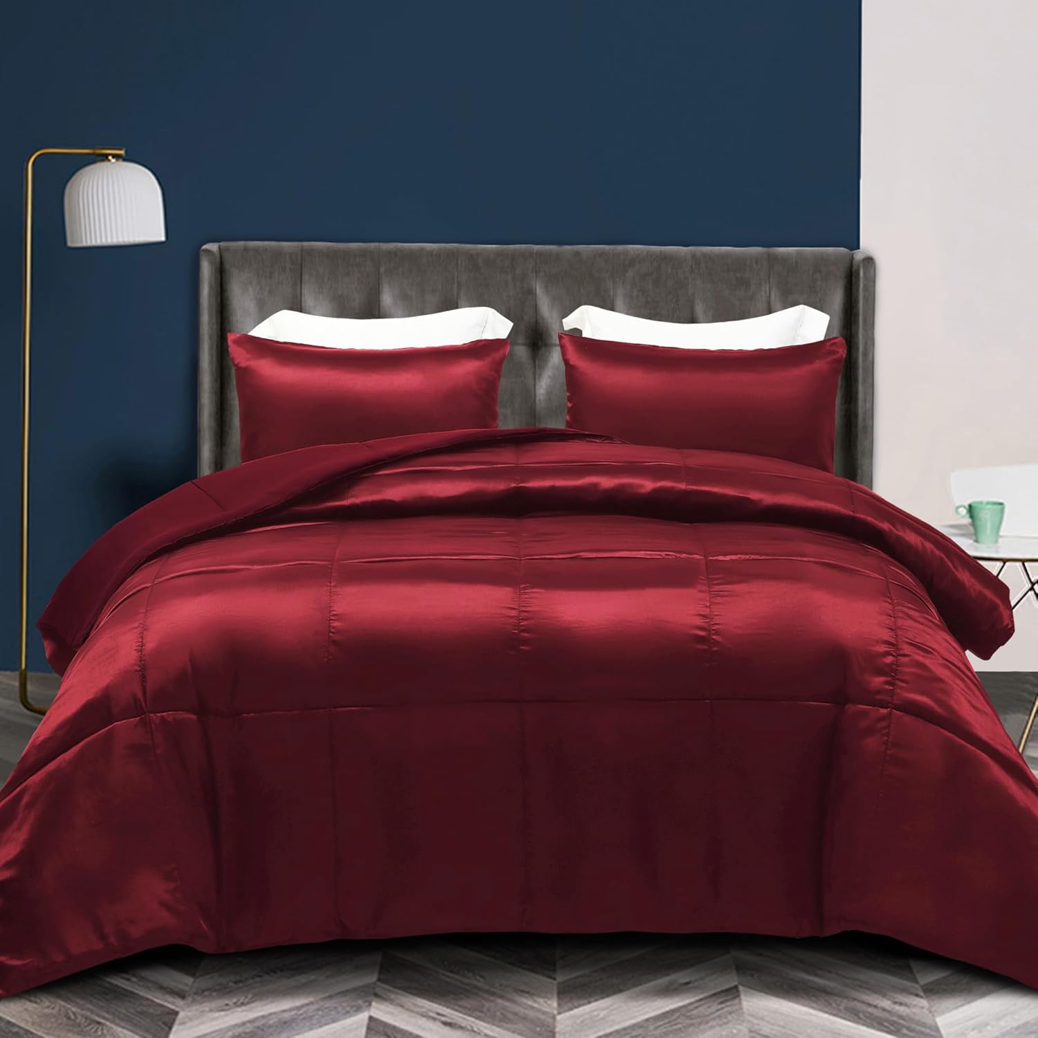 Luxurious Satin Comforter Set for Queen Size Bedding - Red