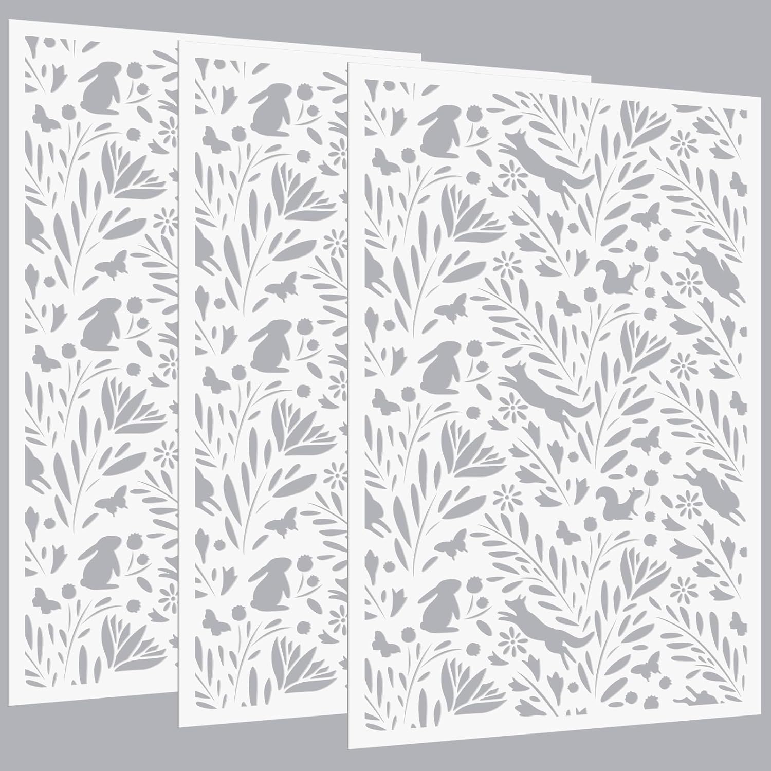 3 Pcs Large Wall Stencils for Painting Forest Pattern Decor