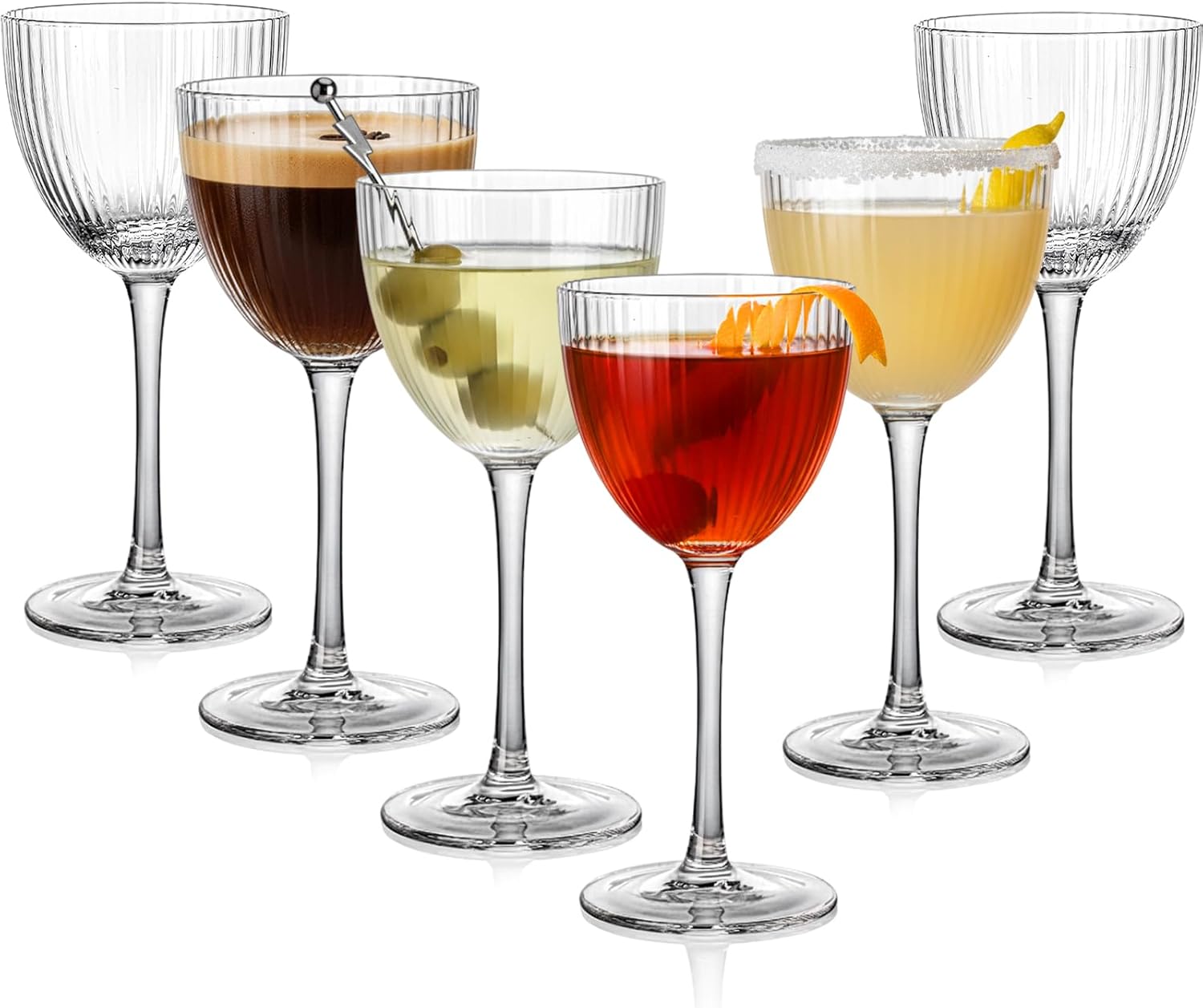 Vintage Art Deco Cocktail Glasses Set of 6 for Classic Drinks