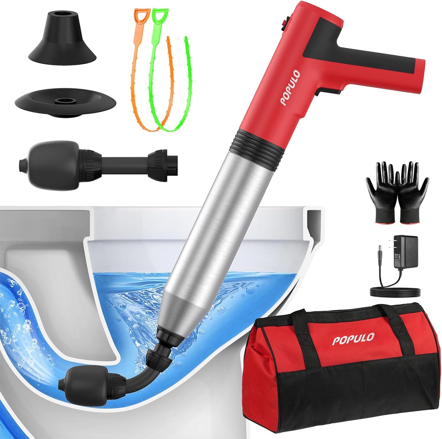Electric Toilet Plunger for High Pressure Drain Unclogging