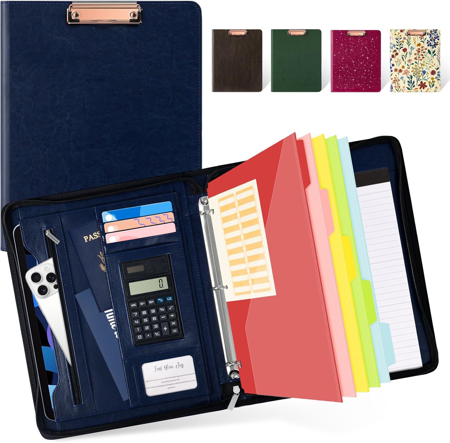 Ospelelf 3 Ring Portfolio Binder with Zipper for Professionals