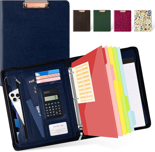 Ospelelf 3 Ring Portfolio Binder with Zipper for Professionals