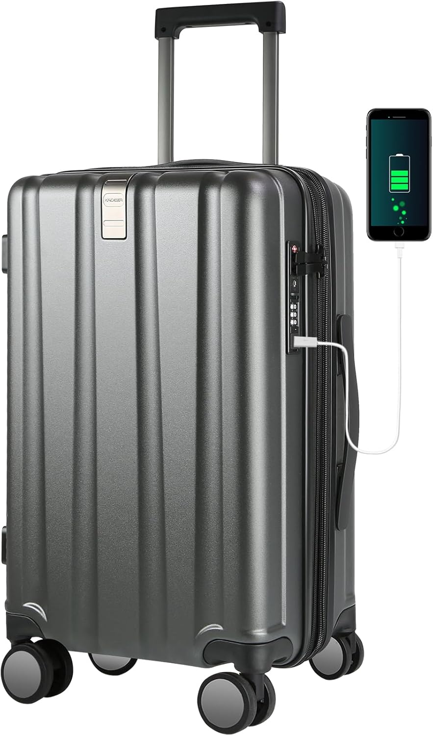 KROSER Hardside Expandable Carry On Luggage with USB Port