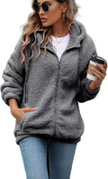 Womens Fleece Jacket with Hood Full Zip Sherpa Coat S-2XL - Cozy