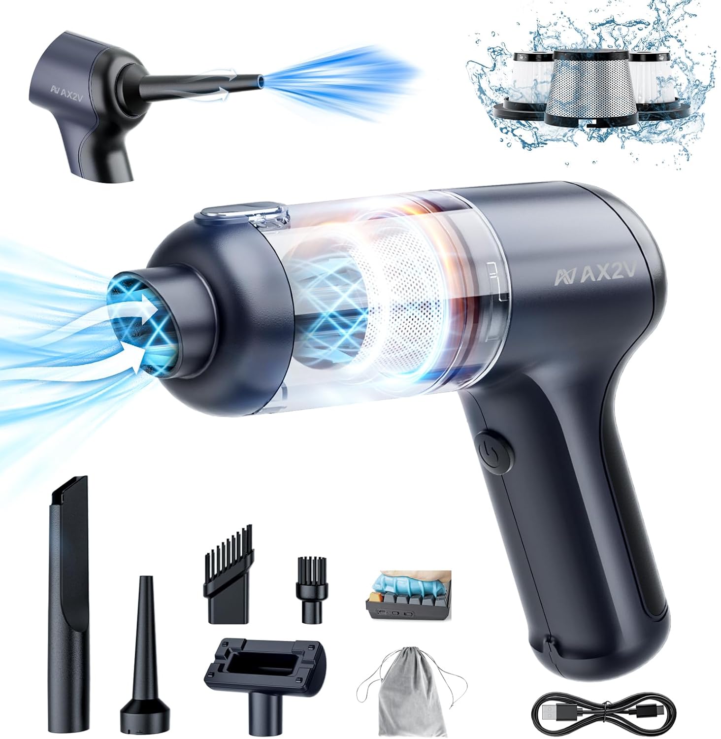 Powerful Cordless Car Vacuum - 16000Pa Suction