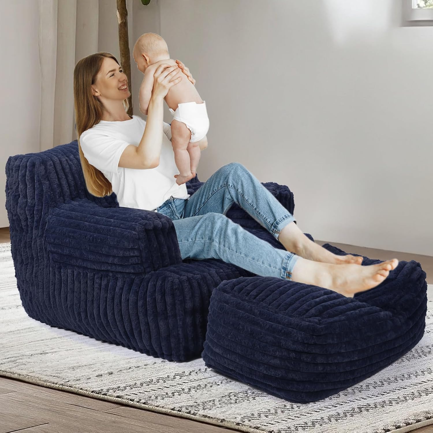 Navy Bean Bag Chair Set - Ultimate Comfort!