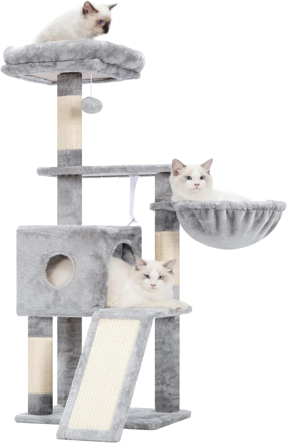 Hey-brother Cat Tree: Plush Multi-Level Cat Tower for Indoor Cats