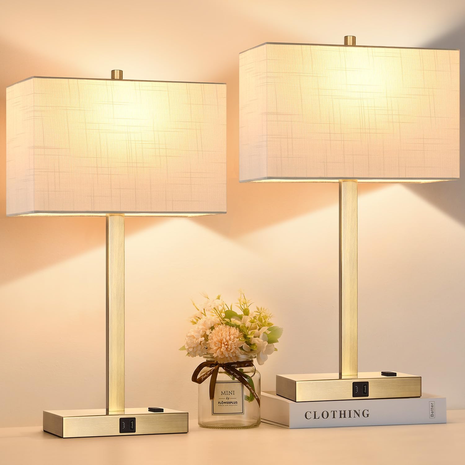 21 Touch Bedside Lamps with USB and AC Outlets for Easy Use