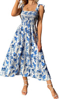 MakeMeChic Women's Fall Floral Long Maxi Sundress - Flattering