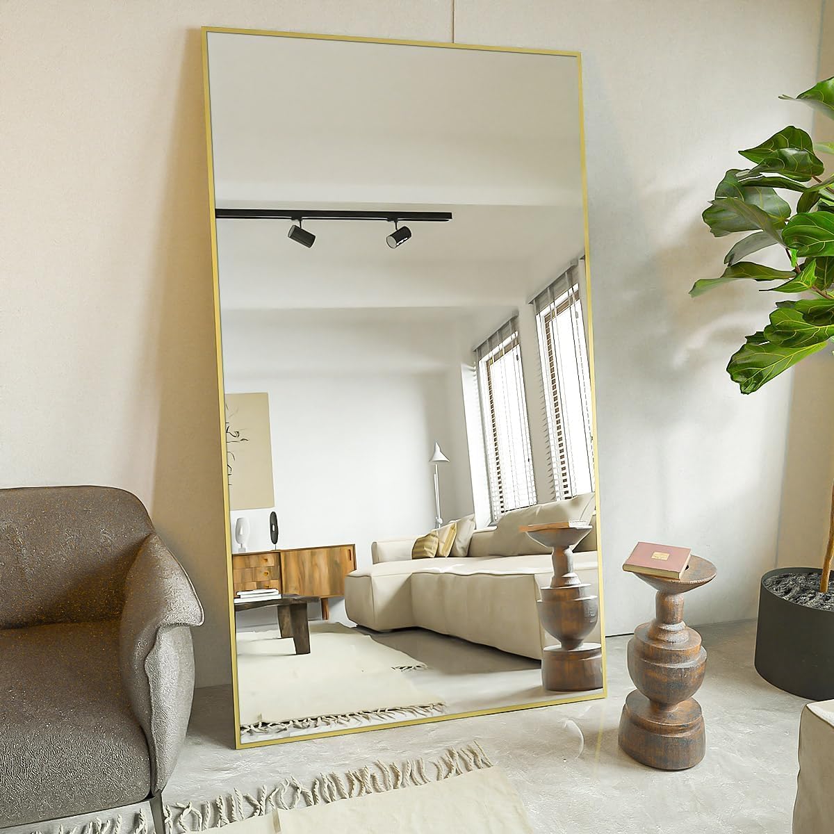 Koonmi 78x35 Floor Mirror Full Length with U-Shaped Stand