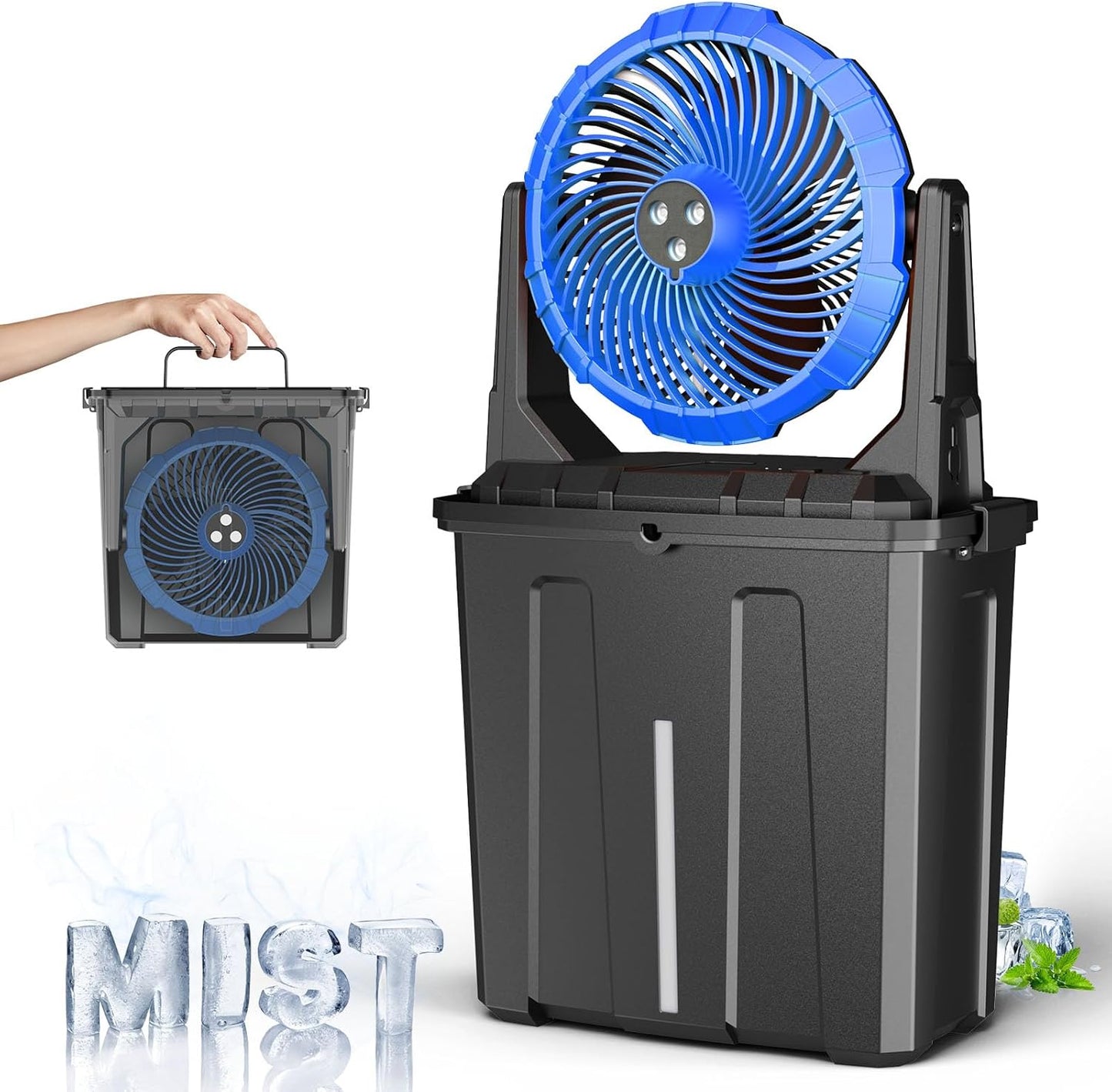 Portable Misting Fan with 9L Bucket for Outdoor Comfort