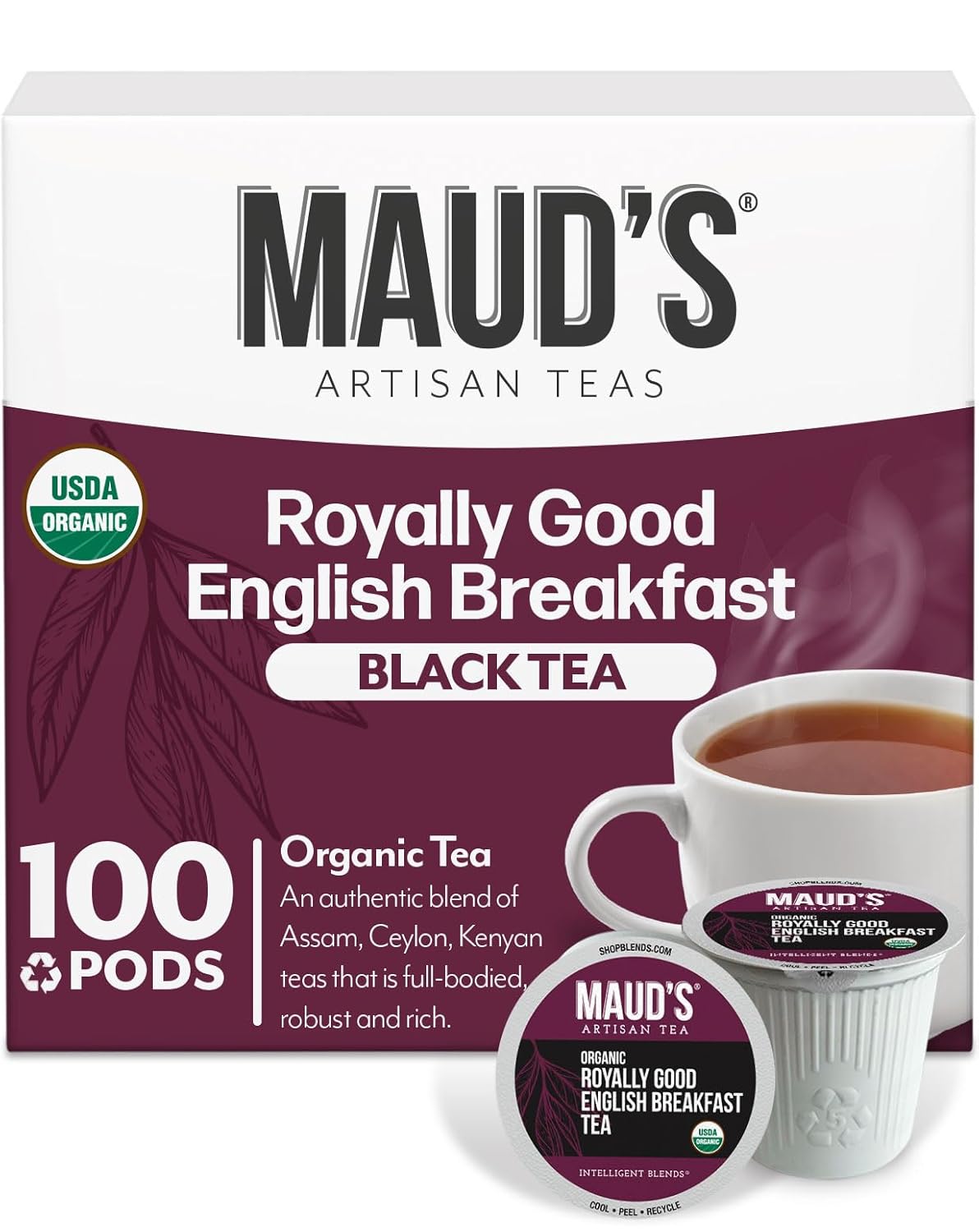 Maud's Organic English Breakfast Tea Pods for Keurig Makers