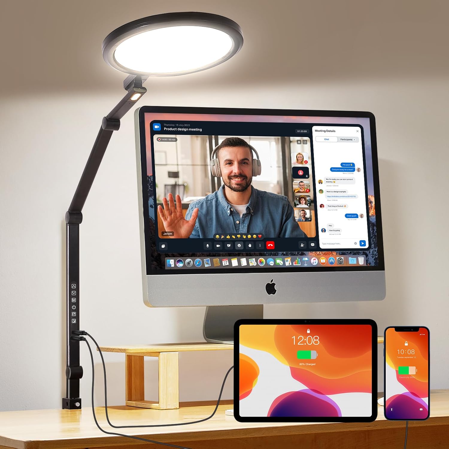 Video Conference Lighting for Computer with Adjustable Brightness