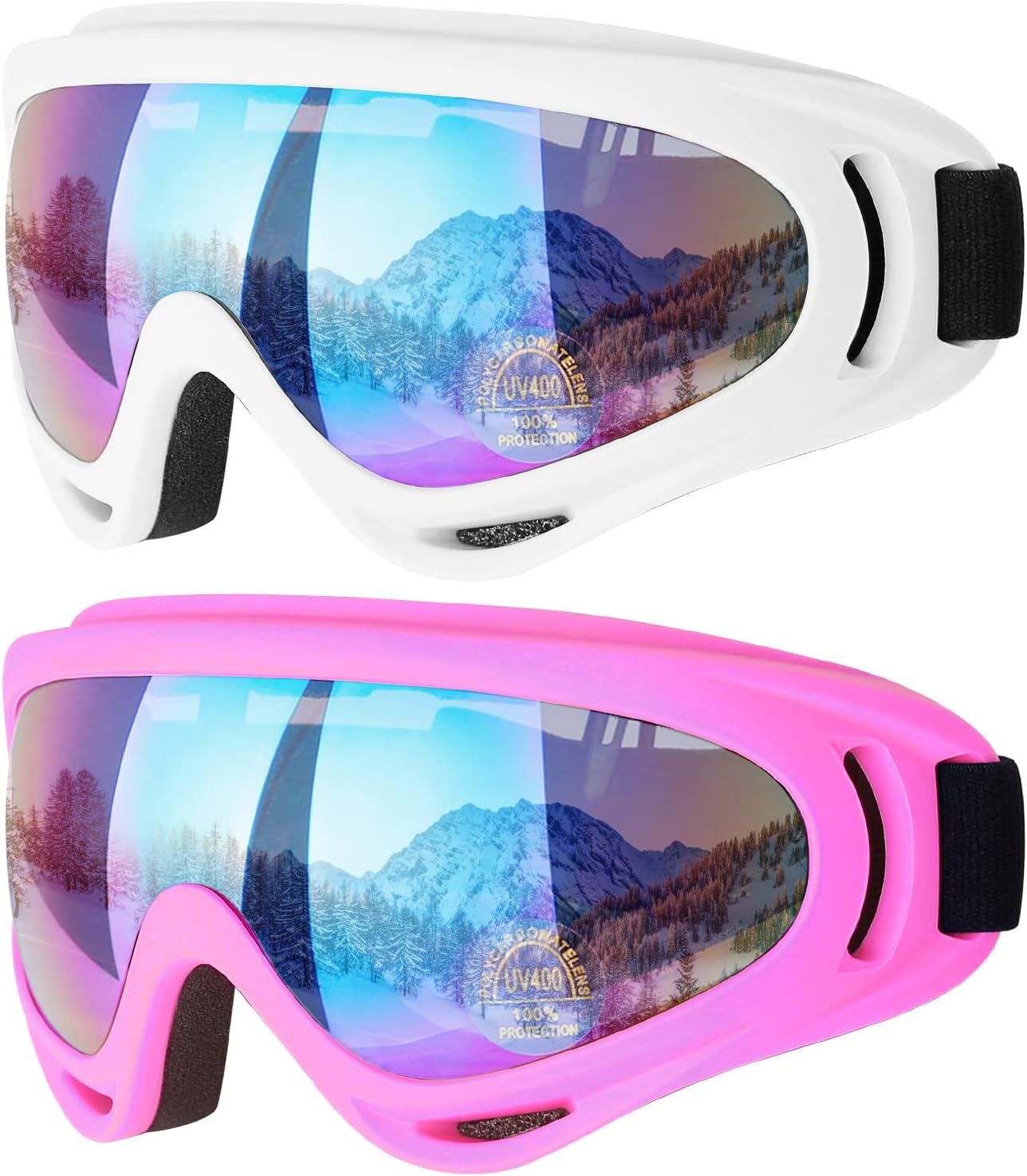 COOLOO Ski Goggles 2 Pack - UV Protection, Anti-Scratch, Dustproof