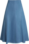 Kate Kasin Women's Suede Midi Skirt High Waist A-Line - Cozy Fall