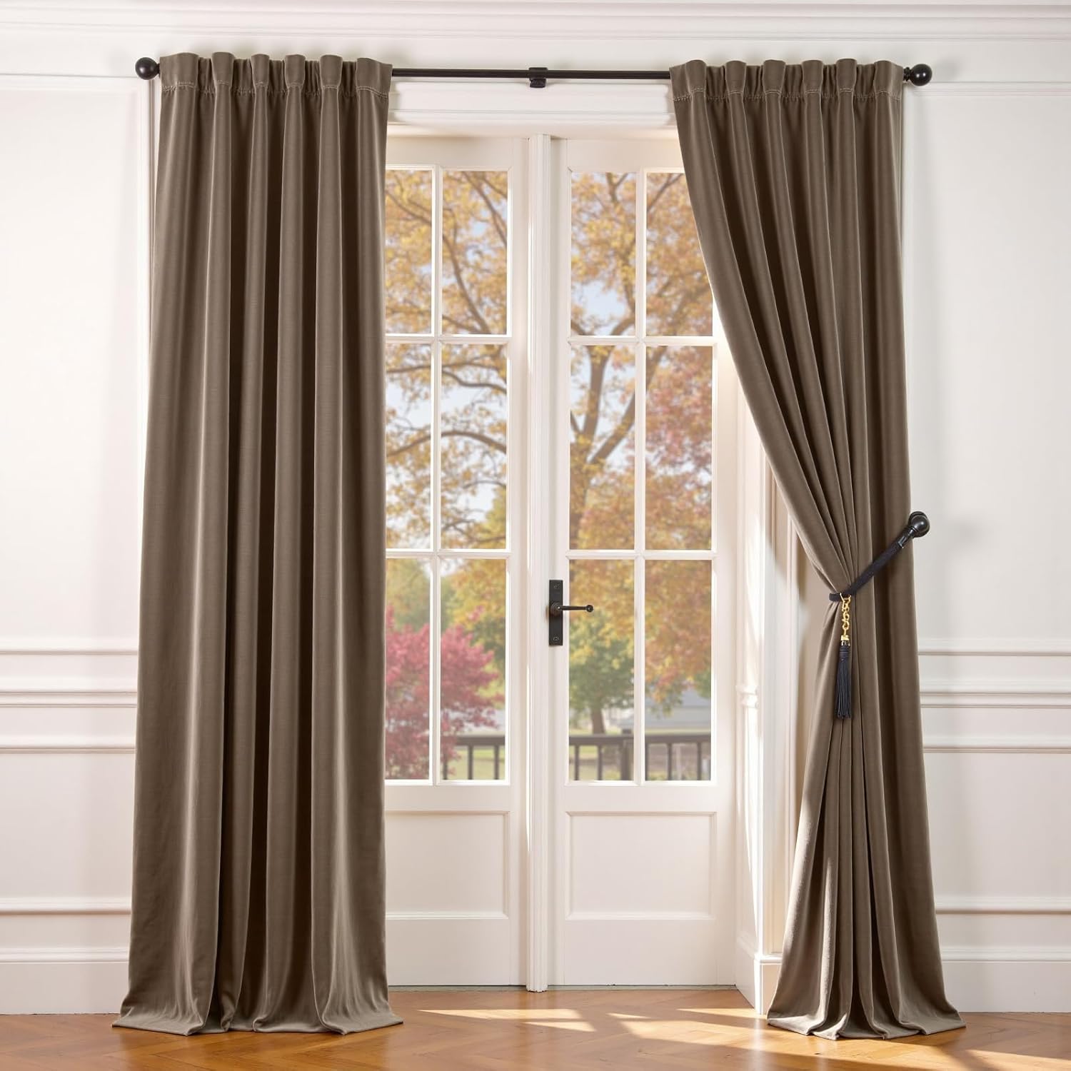 Lazzzy Dark Brown Blackout Velvet Curtains for Luxury Living