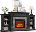 72-Inch Electric Fireplace with Mantel and Storage Cabinets for Home