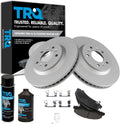 TRQ Front Ceramic Brake Pad & Coated Rotor Kit - Complete Front Brake