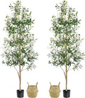 Faux Olive Tree 6FT Artificial Potted Tree - Lifelike Silk Olive Decor