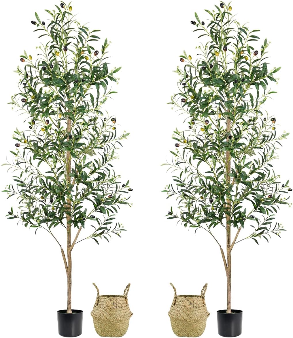 Faux Olive Tree 6FT with Natural Trunk for Home Decor