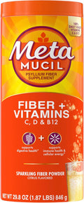 Metamucil Sparkling Fiber Supplement + Vitamins - Citrus, Sugar-Free