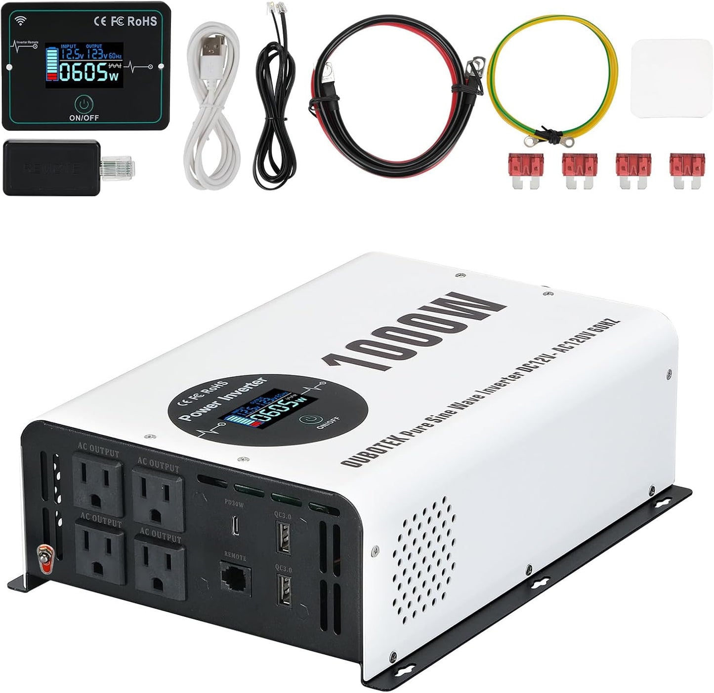 1000 Watts Power Inverter with Remote Control and LCD Display