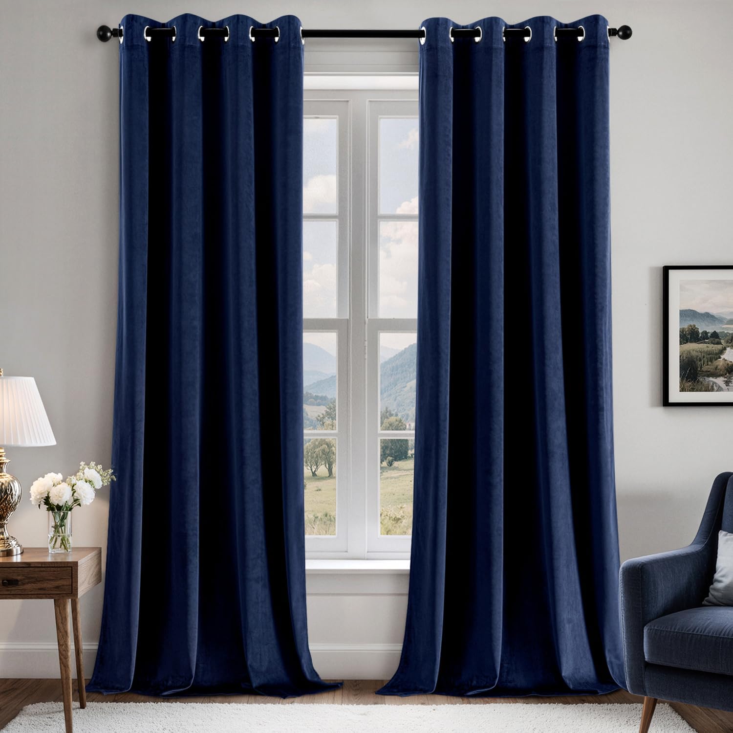EMEMA Velvet Blackout Curtains for Bedroom and Living Room