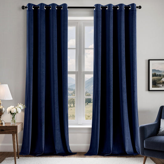 EMEMA Velvet Blackout Curtains for Bedroom and Living Room