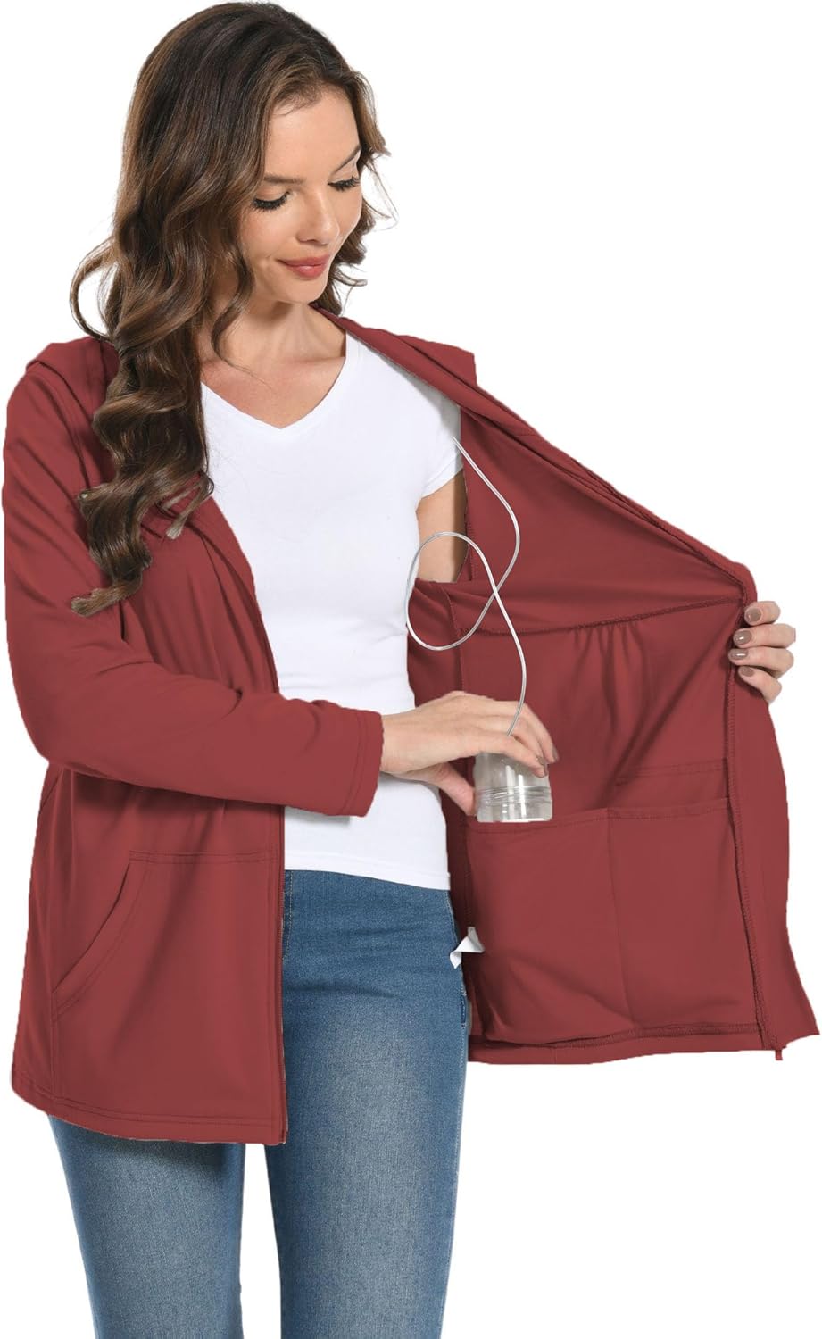 Women Post Mastectomy Hoodies Jacket with Drain Pockets