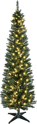 HOMCOM 6ft Tall Pre-Lit Slim Noble Fir Christmas Tree Review
