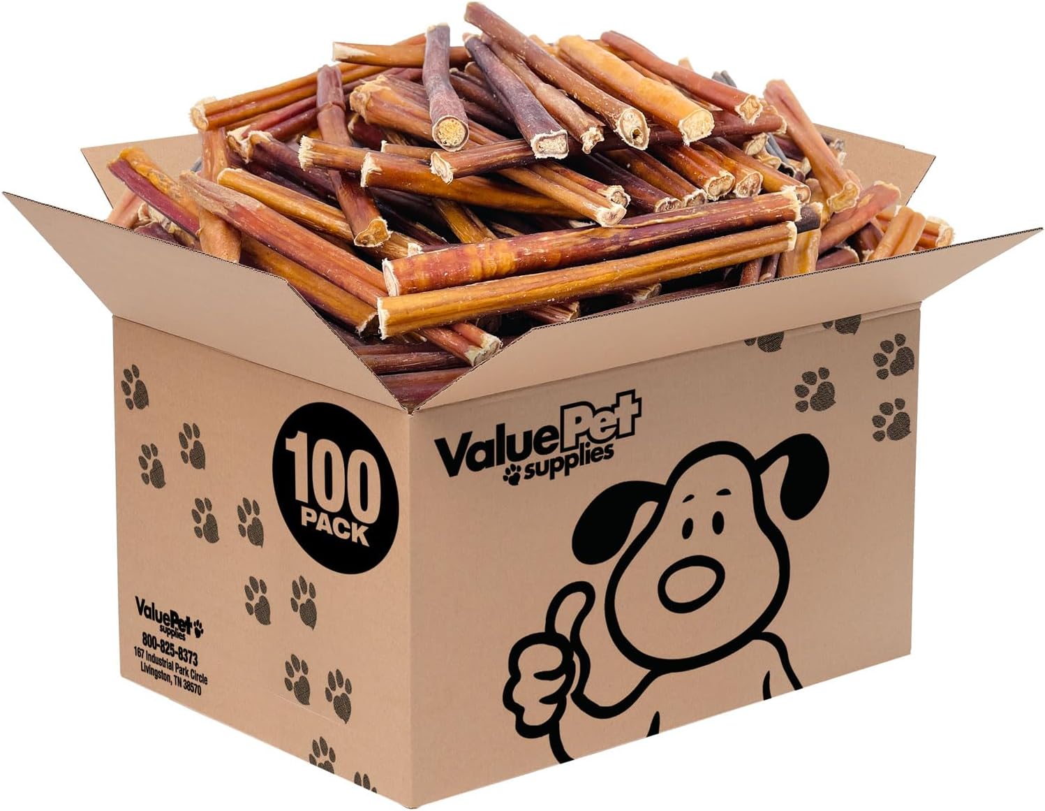 100% Beef Pizzle Treats for Small Dogs - 100 Thin Sticks