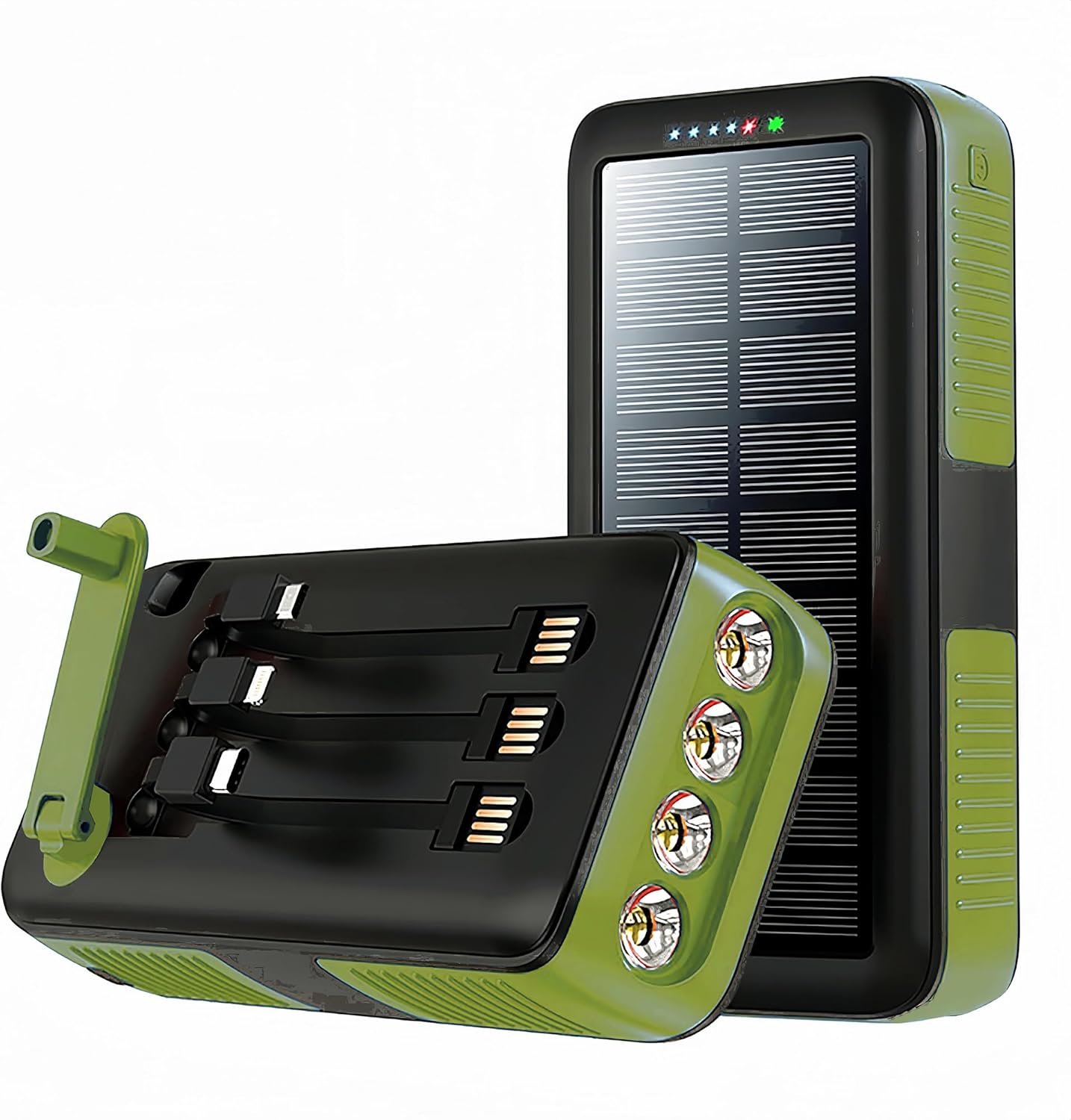 63200mAh Solar Power Bank w/ 3 Cables & Hand Crank - PECUWE