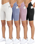 Biker Yoga Shorts 4 Pack with Pockets - High Waisted Tummy Control 3