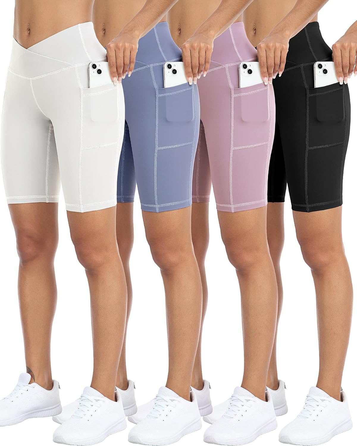 Biker Yoga Shorts with Pockets for Women - High Waisted Comfort