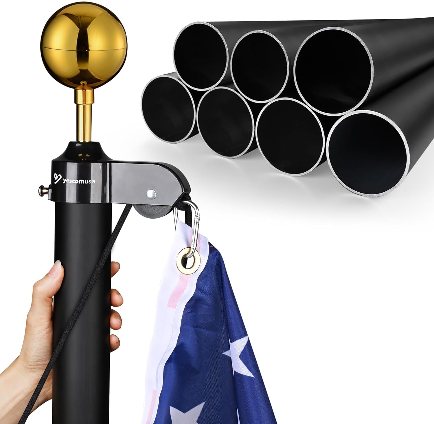 Yescom 25ft Aluminum Flag Pole Kit for Residential and Commercial Use
