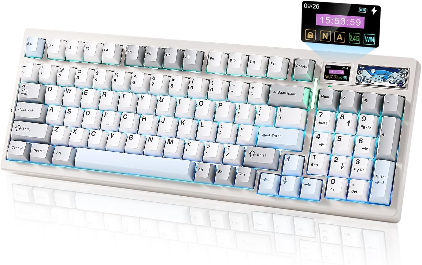 Wireless Mechanical Gaming Keyboard with Smart LCD Display