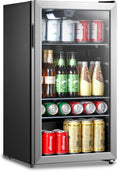 Midea 115 Can Beverage Refrigerator - Adjustable Temp, LED Light