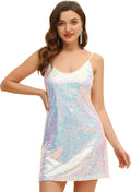 Allegra K Women's Glitter Sequin Mini Dress - Sparkly Party Ready made