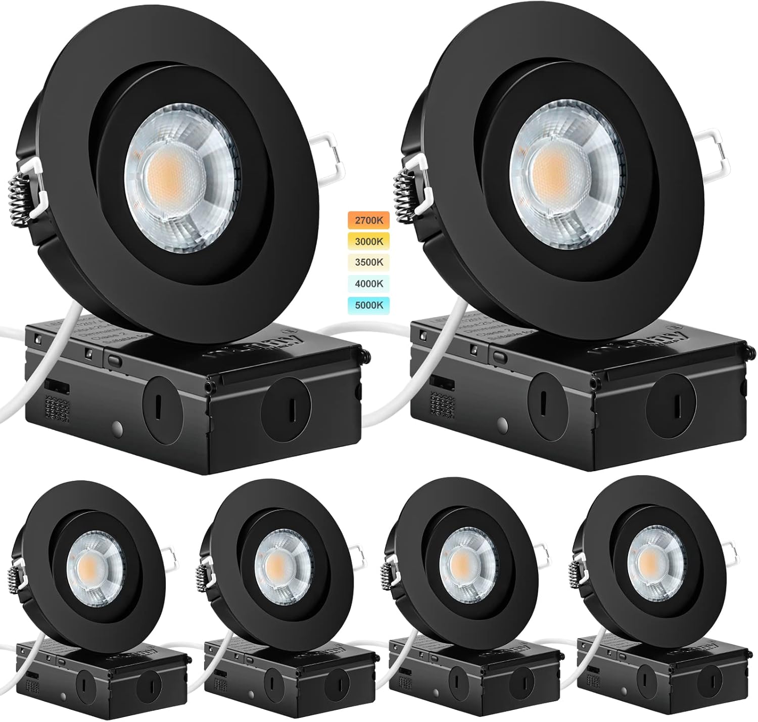 Black Gimbal Recessed Lights 4 Inch - Dimmable & Adjustable
