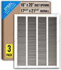 Fits 16x20 Duct Opening Steel Return Air Grille - 3 Pack