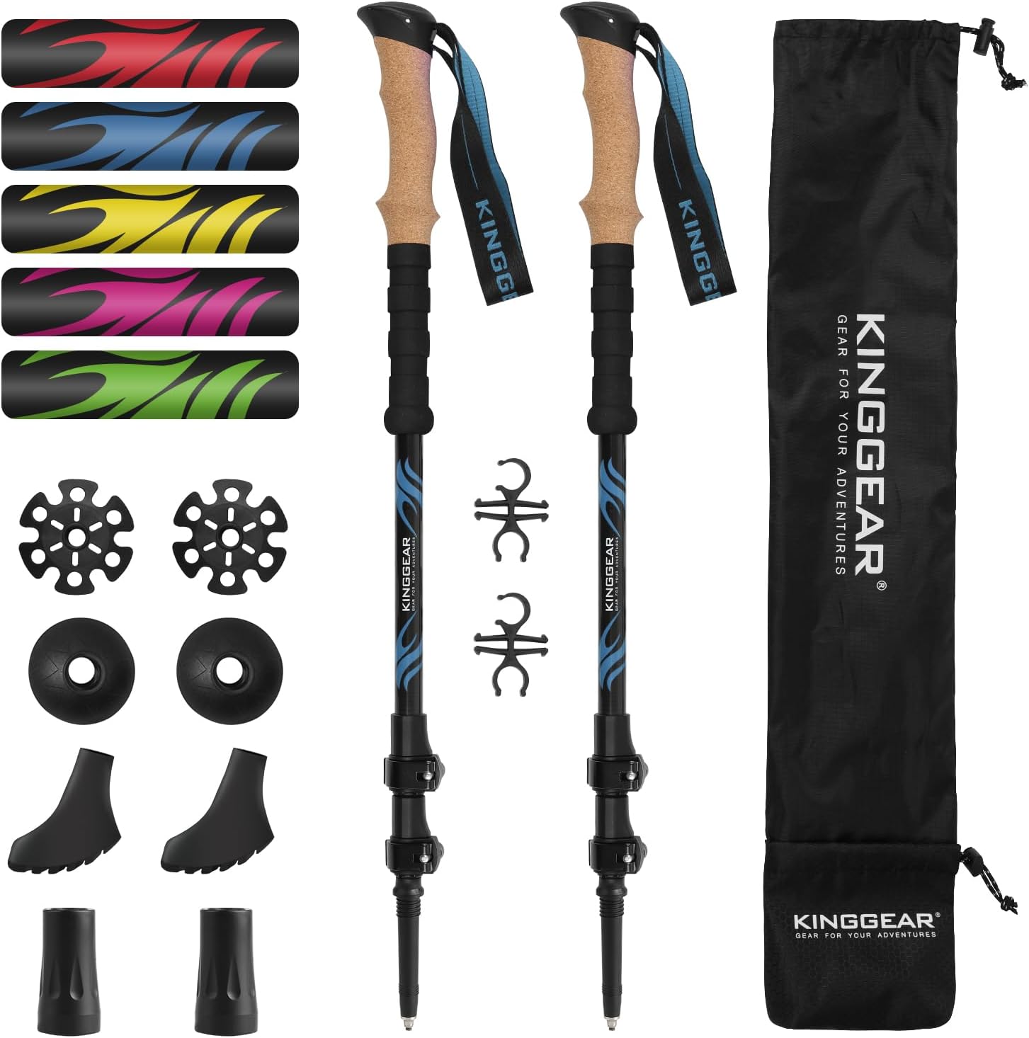 KINGGEAR Carbon Fiber Walking Poles: Lightweight & Strong