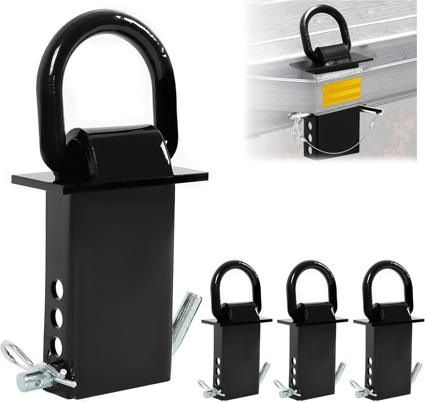 KUAFU Adjustable Trailer Stake Pocket D Ring Set for Trucks