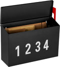 Wall-Mount Mailbox with Flag and Number Stickers - Durable Outdoor Box
