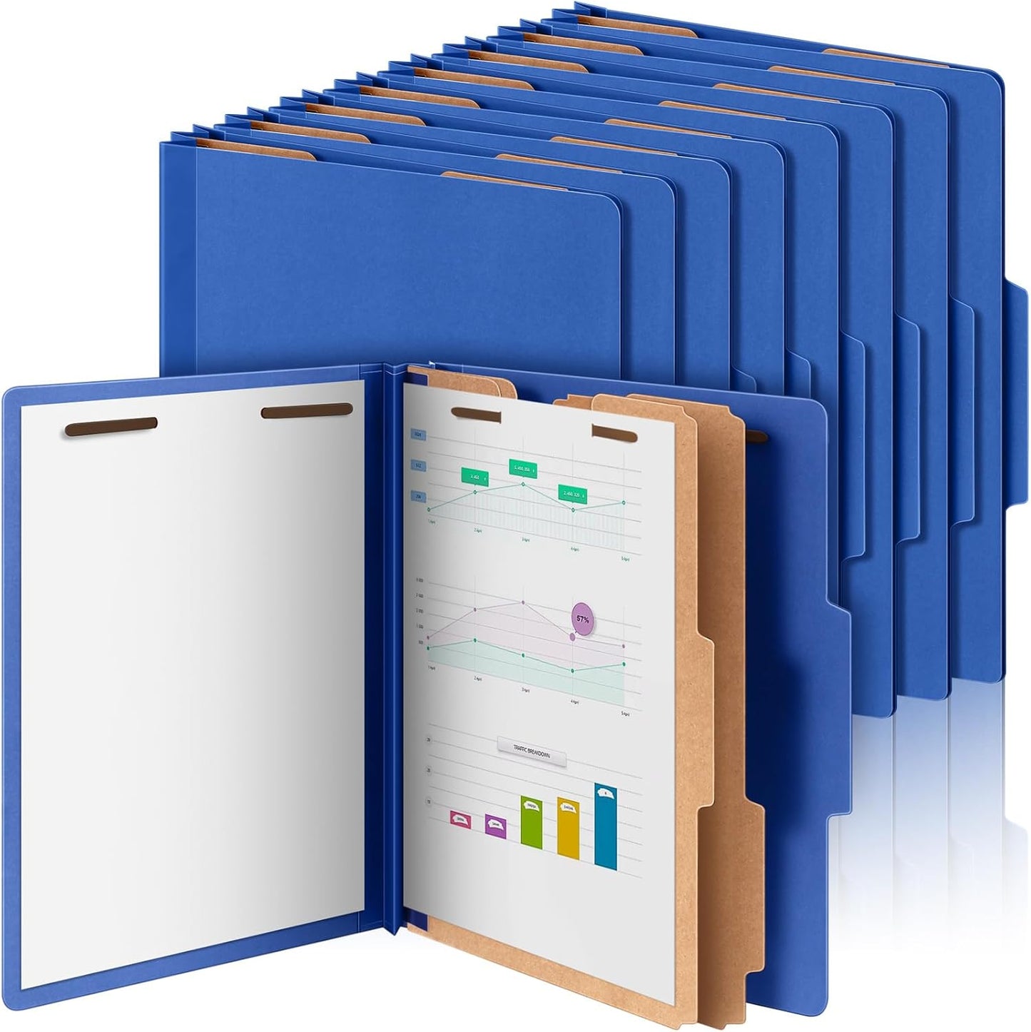 12 Pcs Classification Folders with 2 Dividers for Organizing