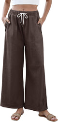 Athlisan Womens Baggy Wide Leg Palazzo Pants - Elastic Drawstring Fit