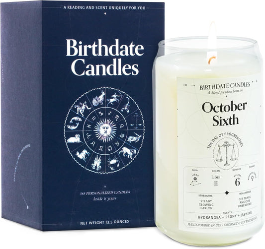 Libra Zodiac Birthday Candle for October 6 - Unique Gift Idea